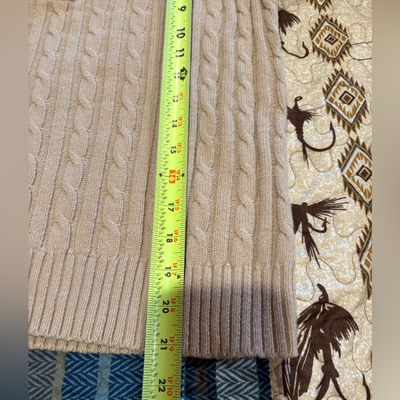 Chaps tan cable knit sweater with a collared, button-front design women’s M - Picture 7 of 9